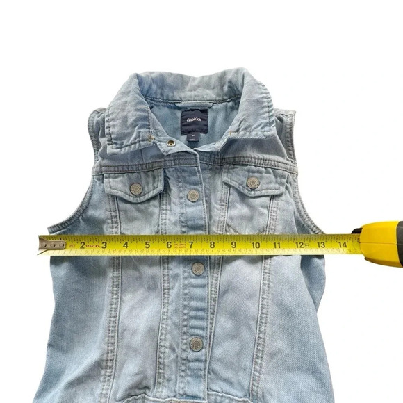 GAP || Girl's Denim Vest Light Wash Medium - Picture 5 of 6